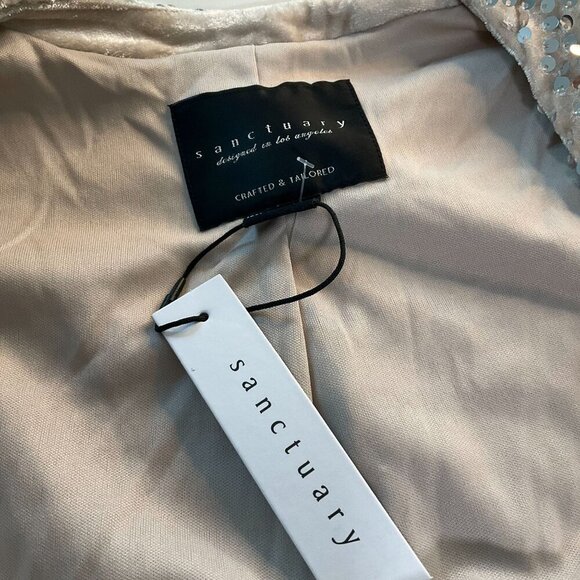 Sanctuary Womens Sequin One-Button Long Sleeves Blazer Champagne Size medium - Picture 6 of 11